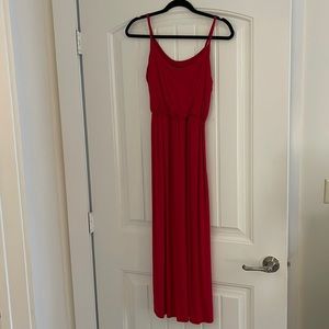 Red maxi dress, size small, selling for $25